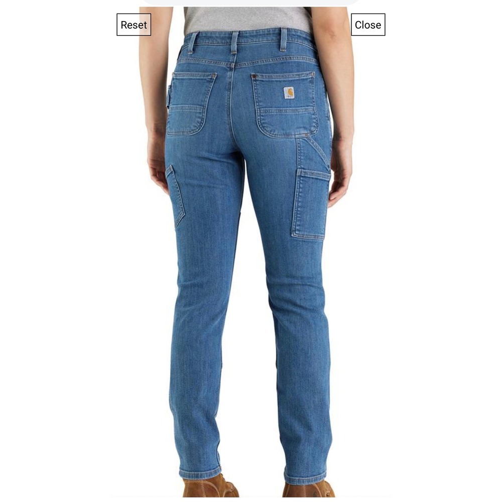 Carhartt BD5110-W Womens Rugged Flex Relaxed Fit Double Front Jeans Blue 8 Tall - Picture 8 of 10